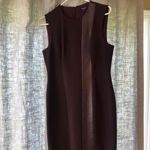 Worth Burgundy Dress with Leather Stripe